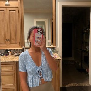 Blue Floral Tie Front Pacsun Top